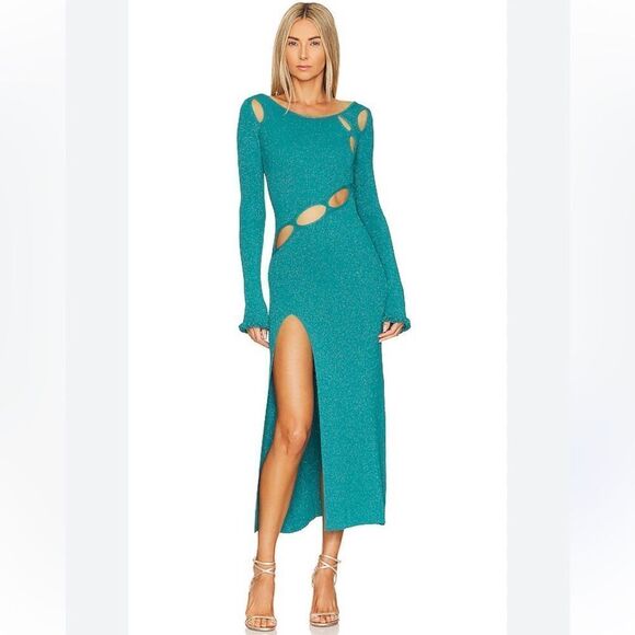 NWT For Love & Lemons Loreli Midi Dress Electric Blue Large Revolve - Picture 1 of 16